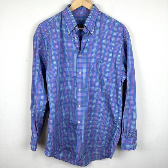 Gitman Bros Blue Plaid Vintage Button Up Shirt Men’s M‎ - Picture 1 of 8